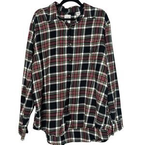 Chaps Flannel Button Up Shirt Mens XXL 2X Plaid Cotton Winter Logo Casual Cabin